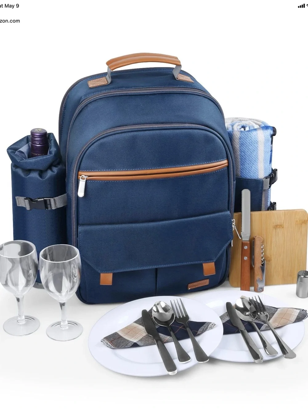 Travel Backpack with Brown Trim
